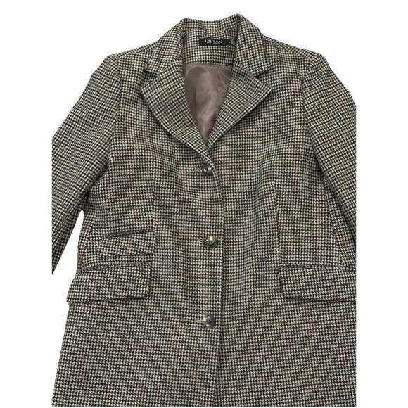 Lauren Ralph Lauren Wool Blend Reefer Merlot Houndstooth Coat Size 14 EUC - Picture 7 of 12